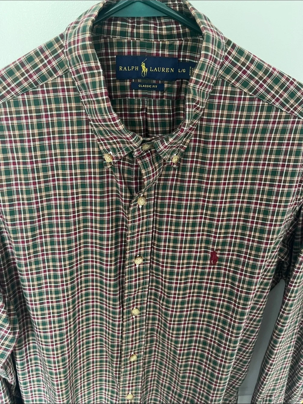 Ralph Lauren Green and Red Plaid Button-Down Shirt - Picture 1 of 4
